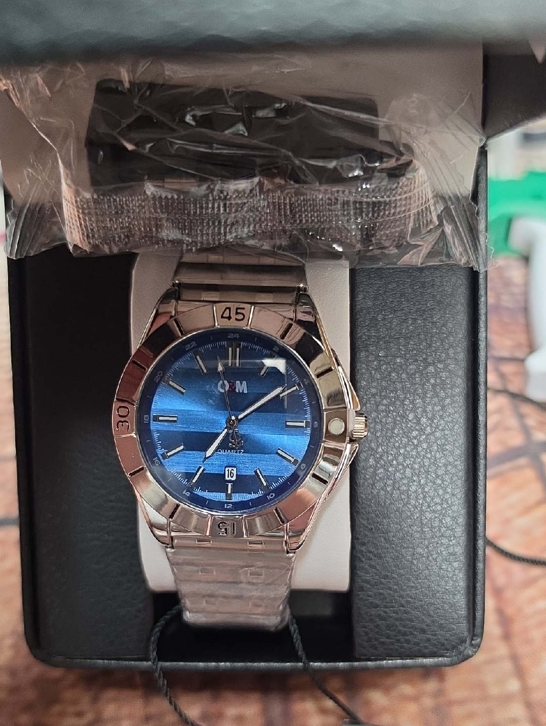 Blue Dial Stainless Steel Watch